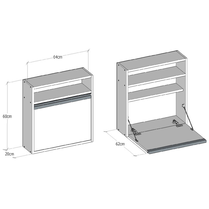 Hanah Home Mesa de estudio 64x60x20 cm Blanco 18mm Tablero de partículas Recubierto de Melamina